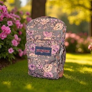 Jansport Pink and Cream Floral Backpack